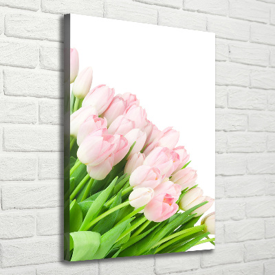 Wall art canvas large Pink tulips