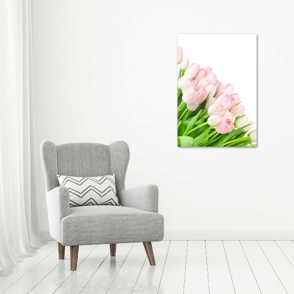 Wall art canvas large Pink tulips