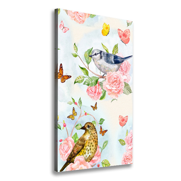 Large canvas wall art Birds butterflies flowers