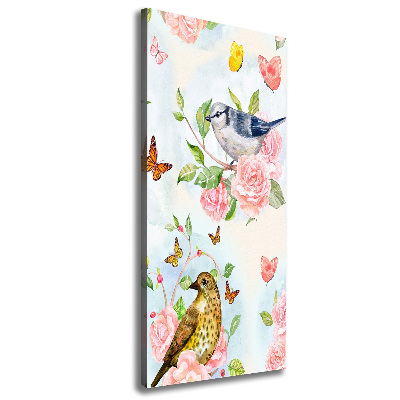 Large canvas wall art Birds butterflies flowers