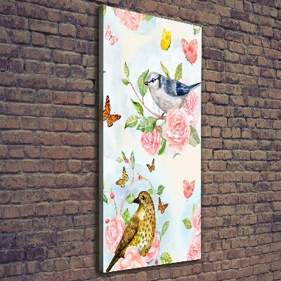 Large canvas wall art Birds butterflies flowers