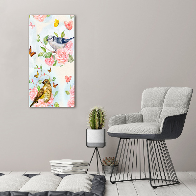 Large canvas wall art Birds butterflies flowers