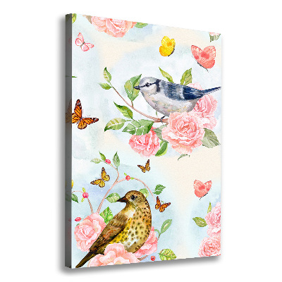 Large canvas wall art Birds butterflies flowers