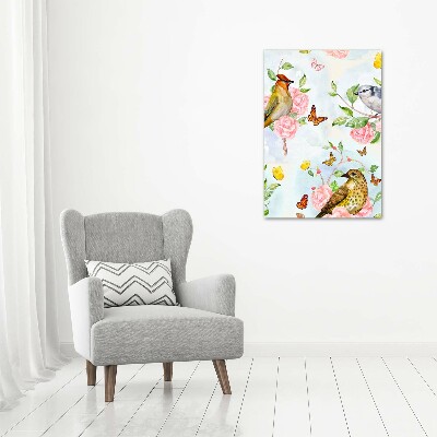 Large canvas wall art Birds butterflies flowers