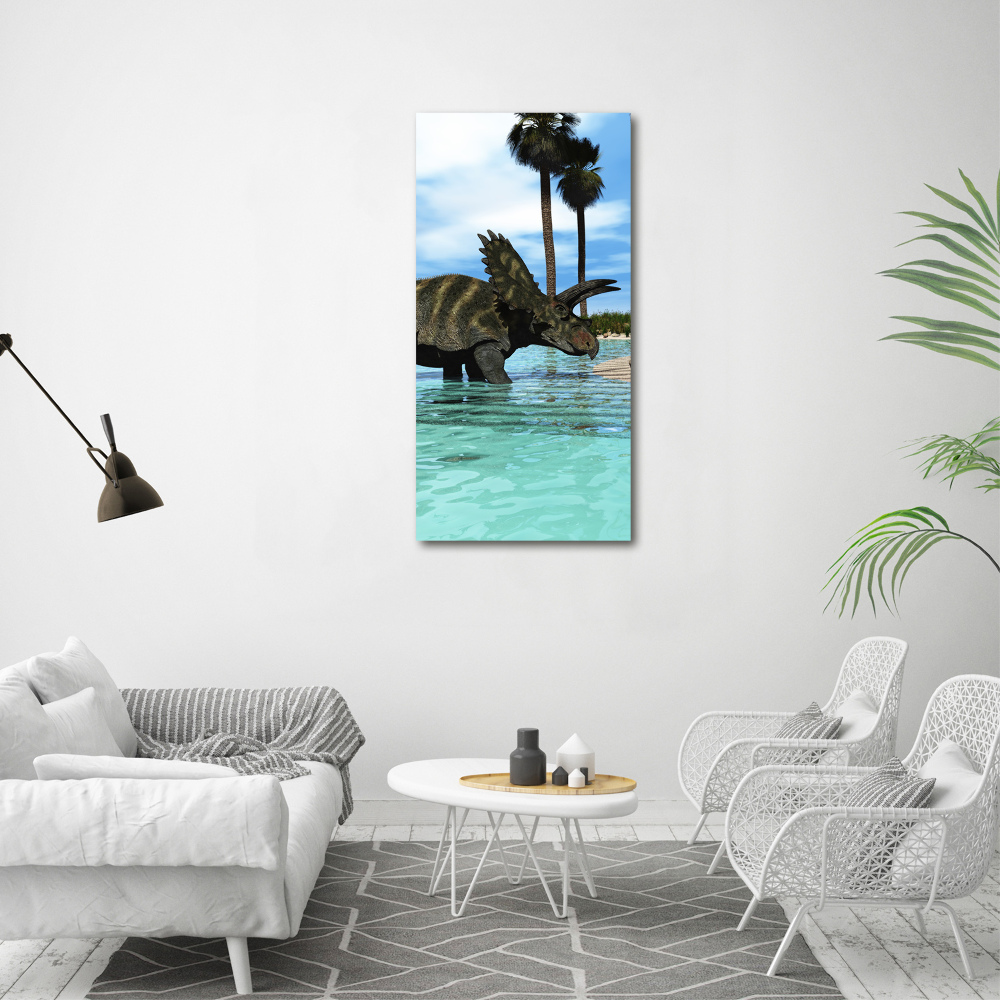 Large canvas wall art Dinosaurs on the beach