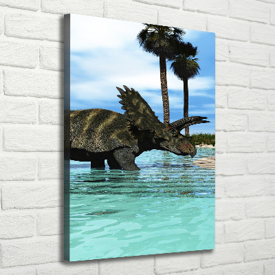 Large canvas wall art Dinosaurs on the beach