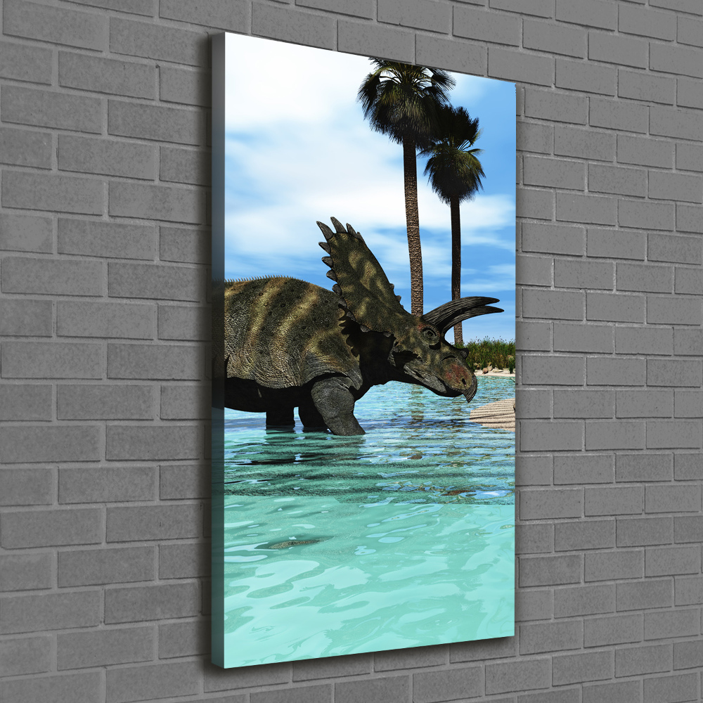 Large canvas wall art Dinosaurs on the beach