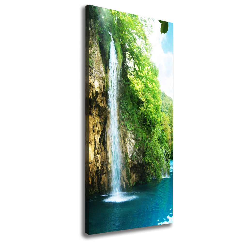 Wall art canvas large Waterfall in the forest