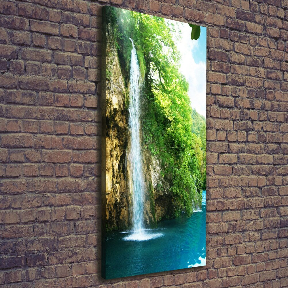 Wall art canvas large Waterfall in the forest