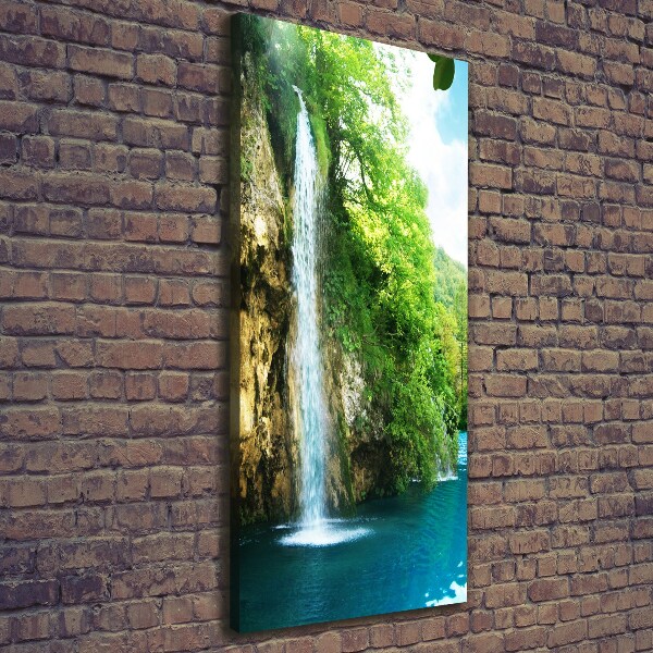 Wall art canvas large Waterfall in the forest