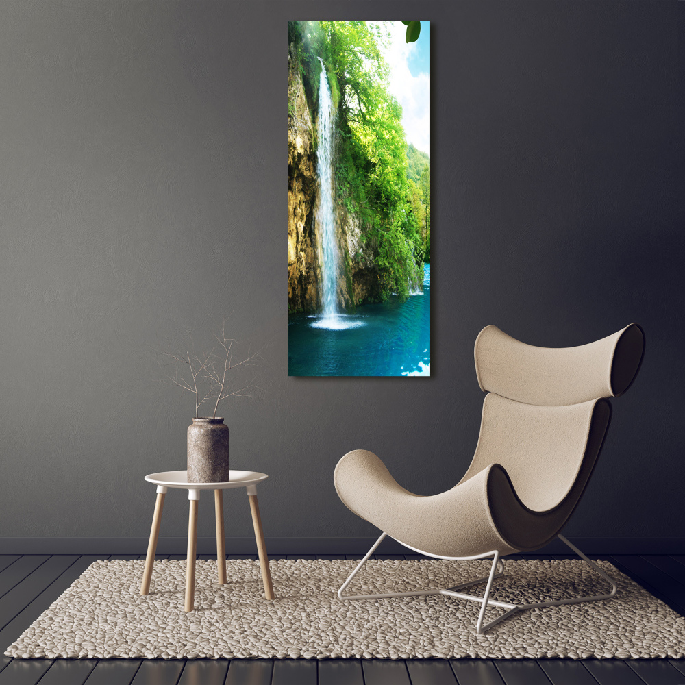 Wall art canvas large Waterfall in the forest