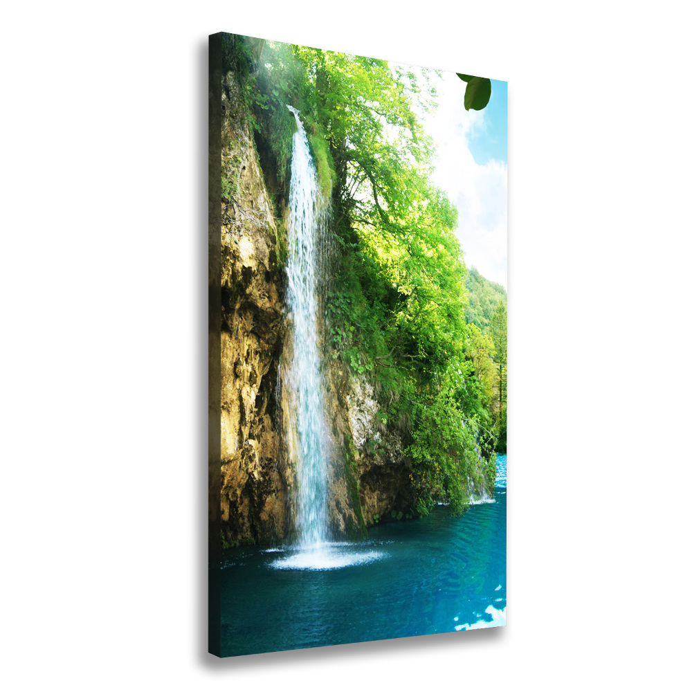 Wall art canvas large Waterfall in the forest