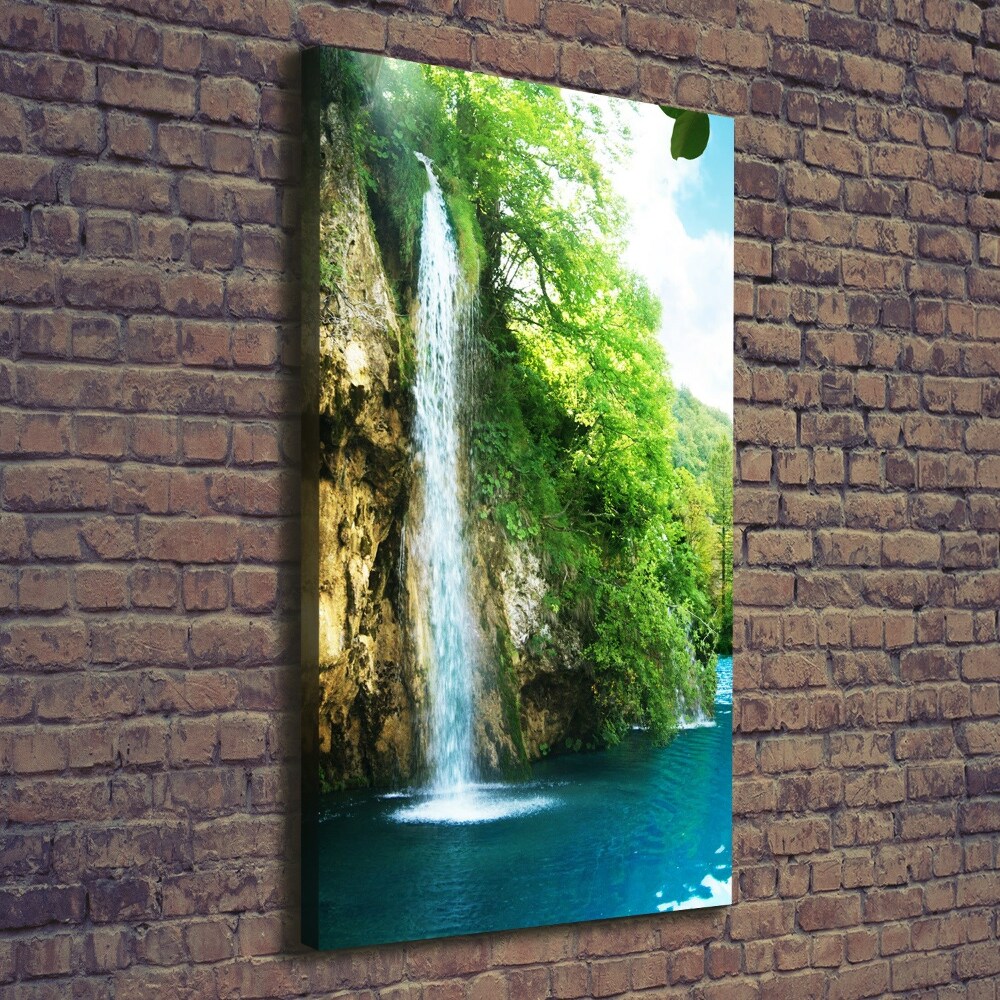 Wall art canvas large Waterfall in the forest