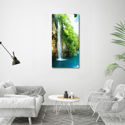 Wall art canvas large Waterfall in the forest