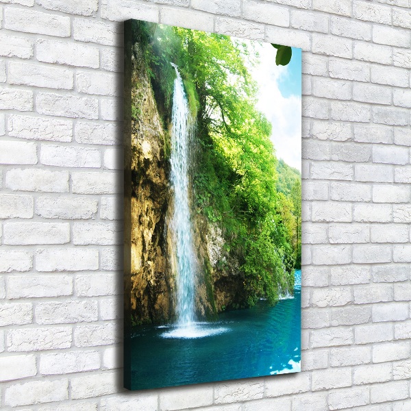 Wall art canvas large Waterfall in the forest