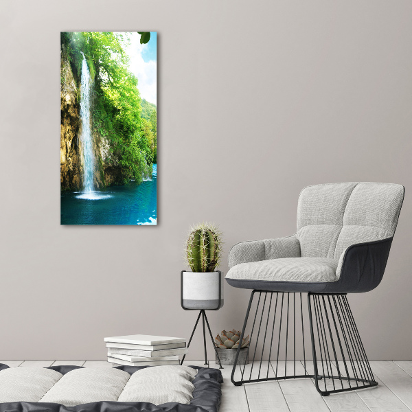 Wall art canvas large Waterfall in the forest