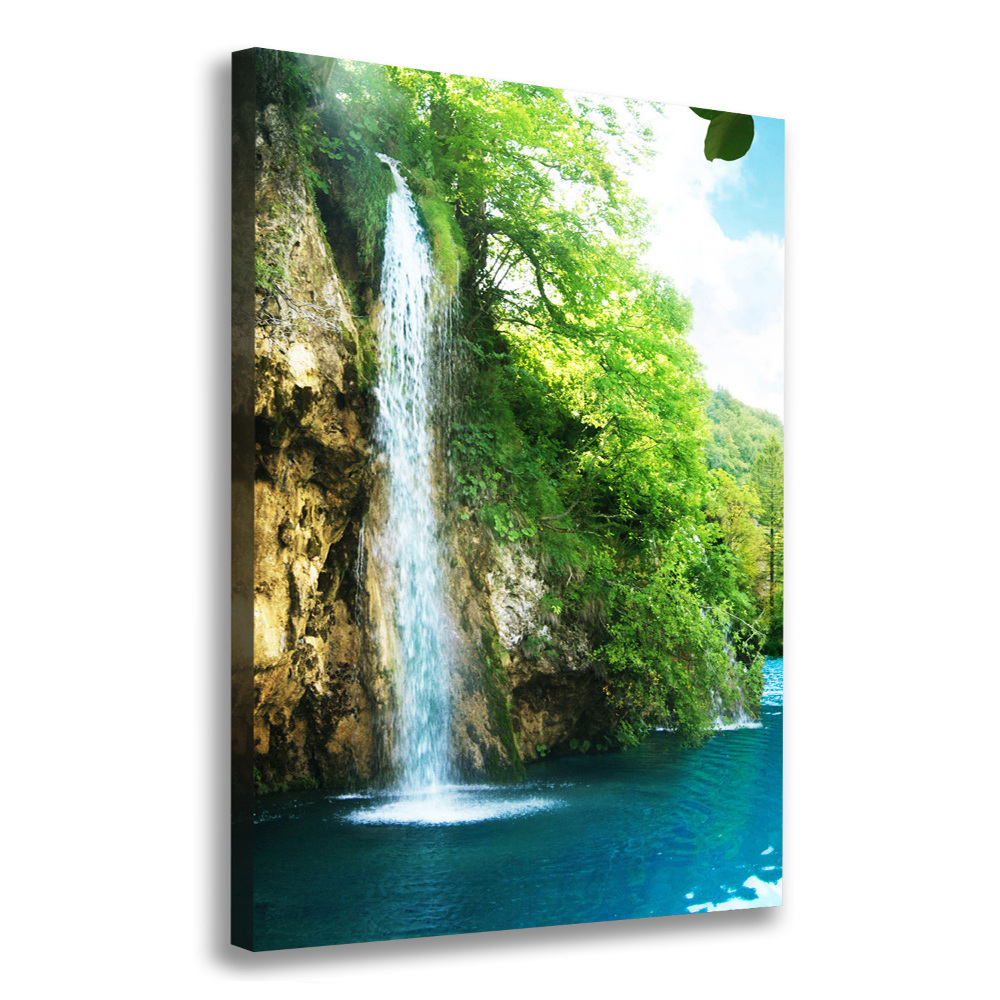 Wall art canvas large Waterfall in the forest