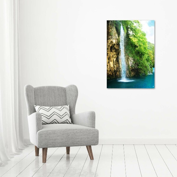 Wall art canvas large Waterfall in the forest