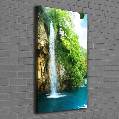 Wall art canvas large Waterfall in the forest