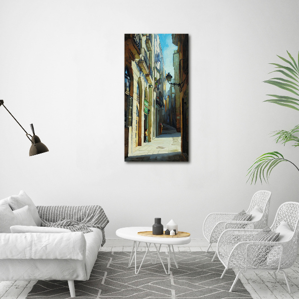 Wall art canvas large Barcelona streets