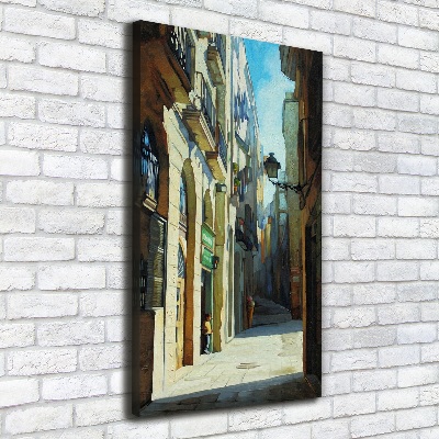 Wall art canvas large Barcelona streets