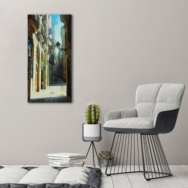 Wall art canvas large Barcelona streets