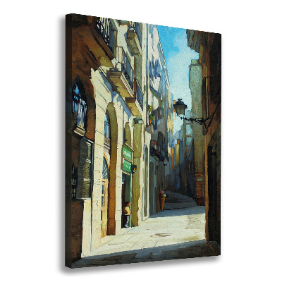 Wall art canvas large Barcelona streets