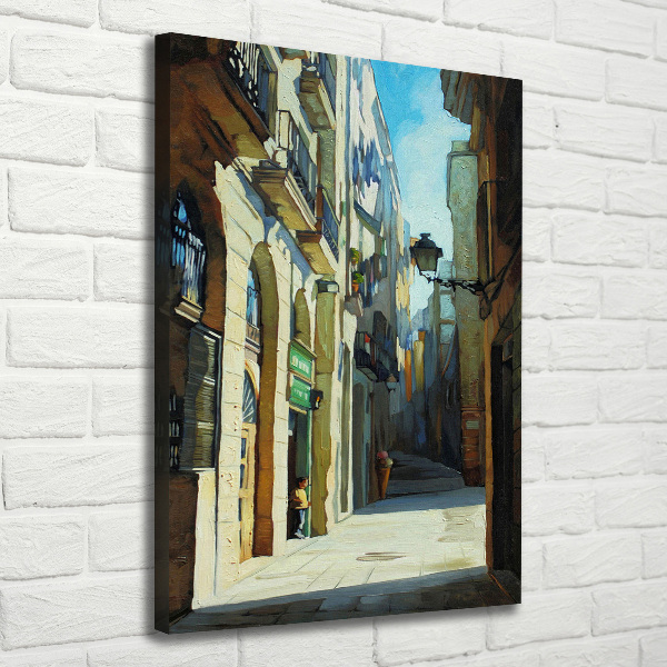 Wall art canvas large Barcelona streets