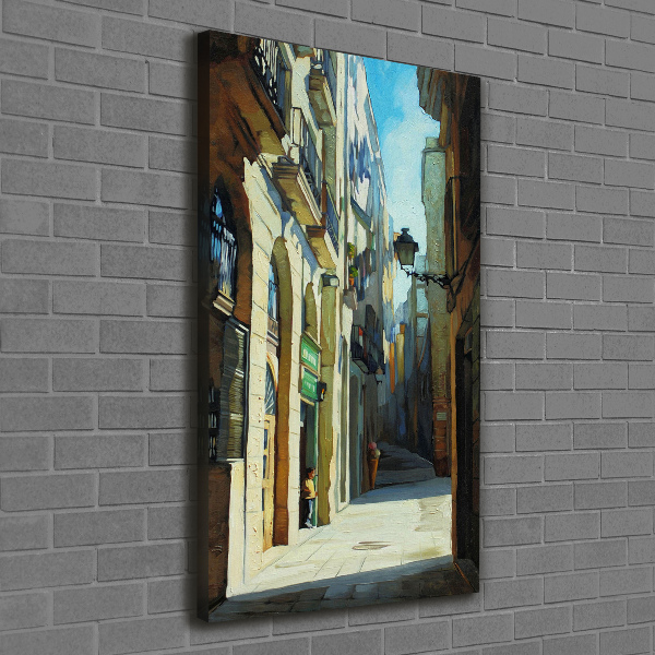 Wall art canvas large Barcelona streets