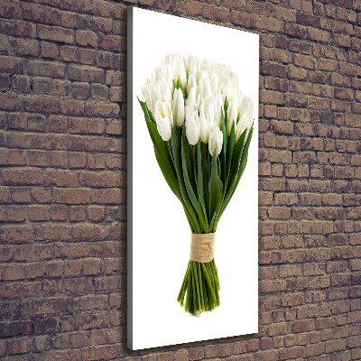 Wall art canvas large White tulips