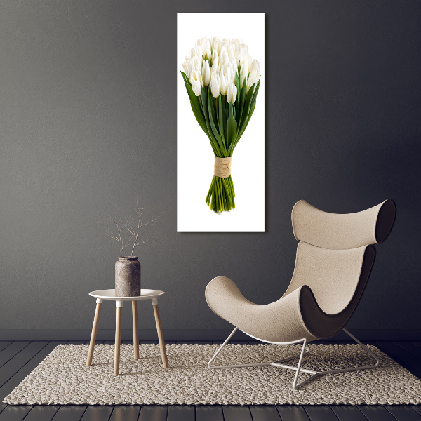 Wall art canvas large White tulips