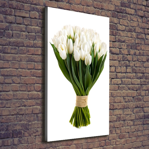 Wall art canvas large White tulips