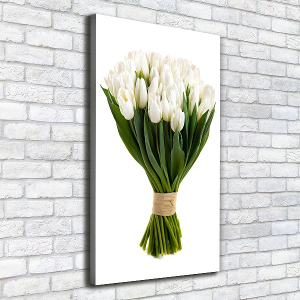 Wall art canvas large White tulips