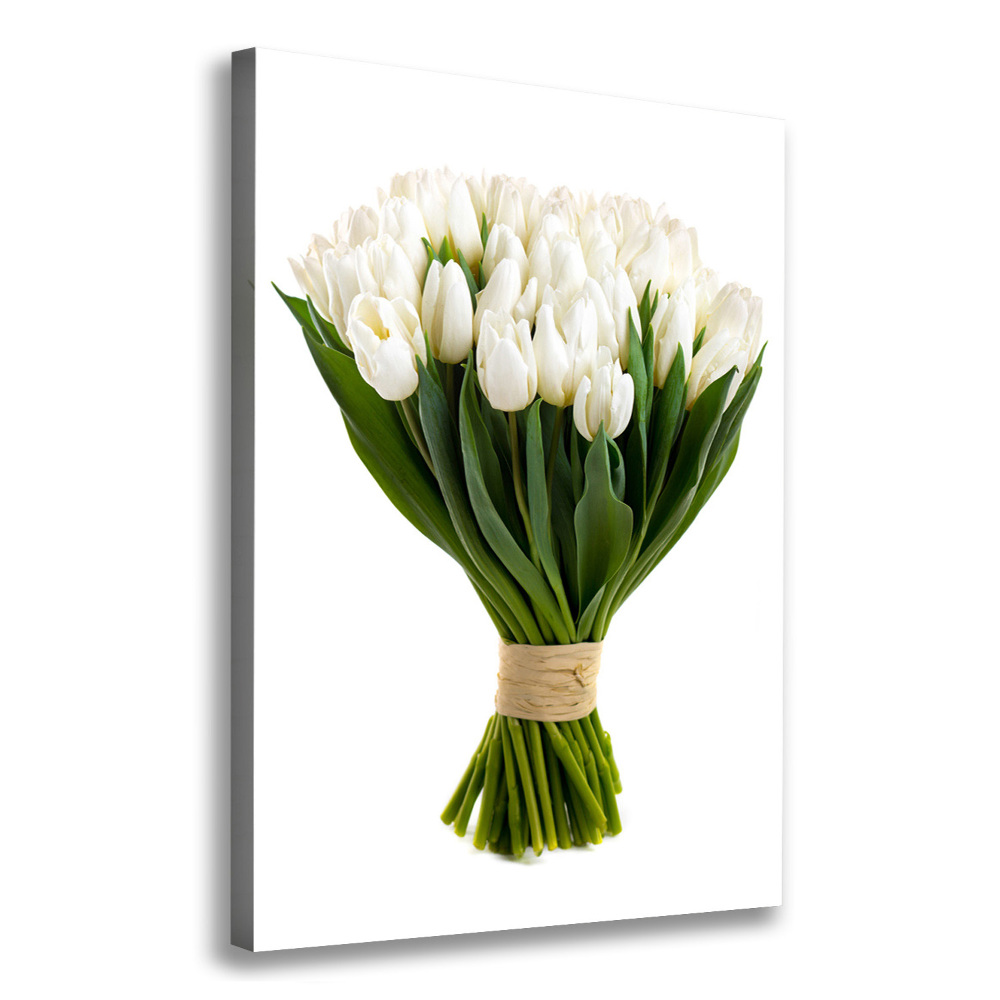 Wall art canvas large White tulips