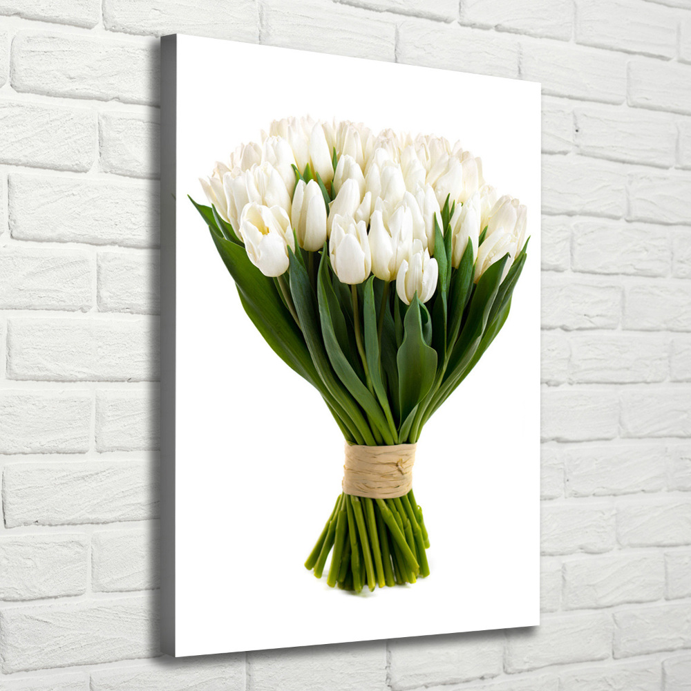 Wall art canvas large White tulips