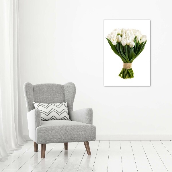 Wall art canvas large White tulips