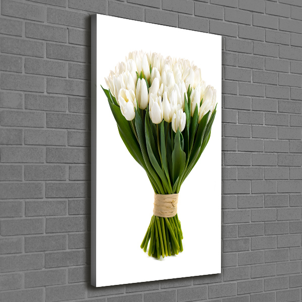 Wall art canvas large White tulips