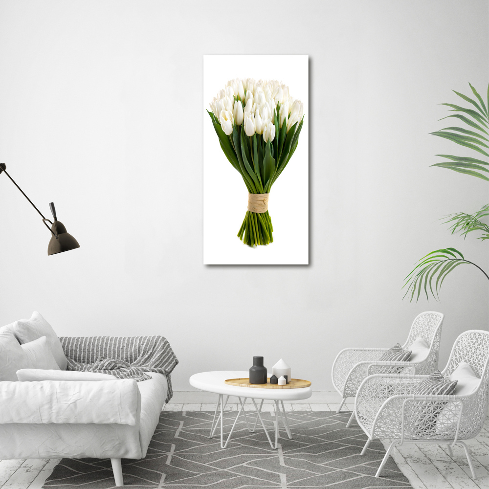 Wall art canvas large White tulips