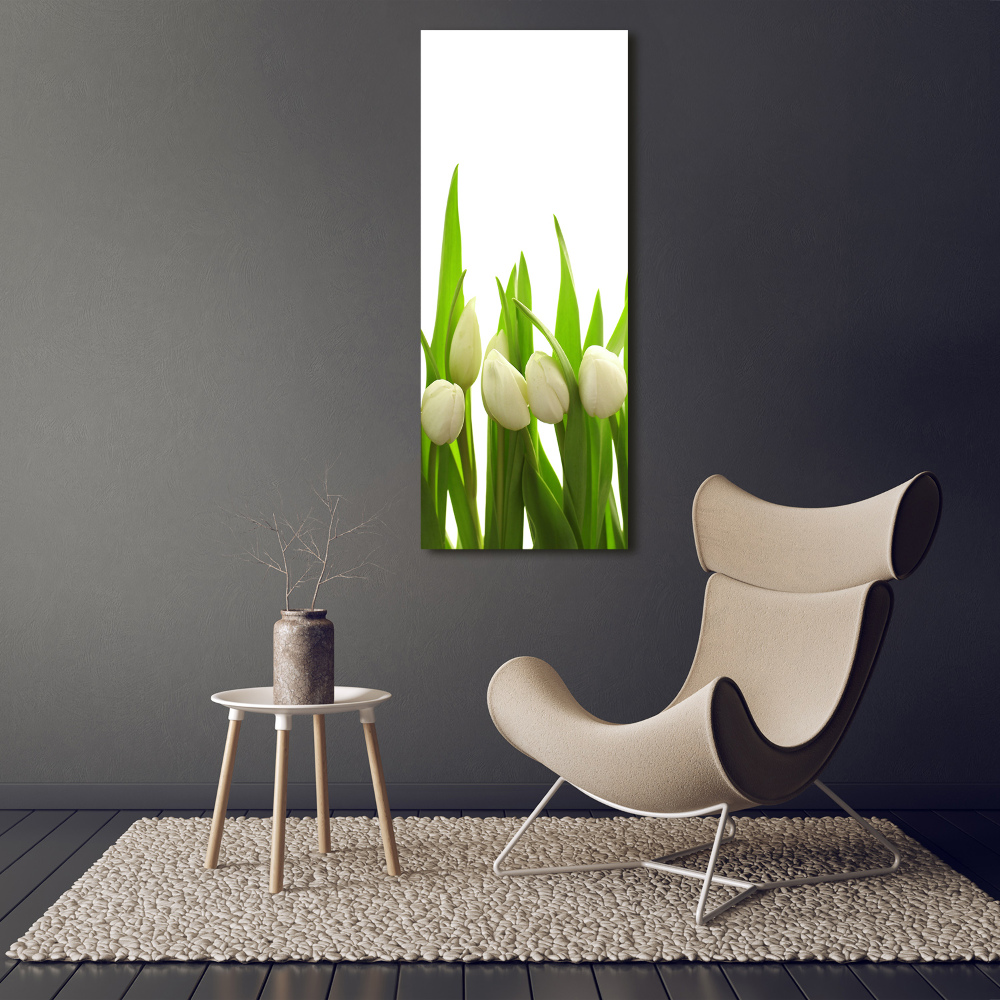 Wall art canvas large White tulips