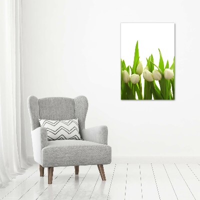 Wall art canvas large White tulips