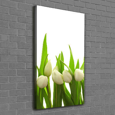 Wall art canvas large White tulips