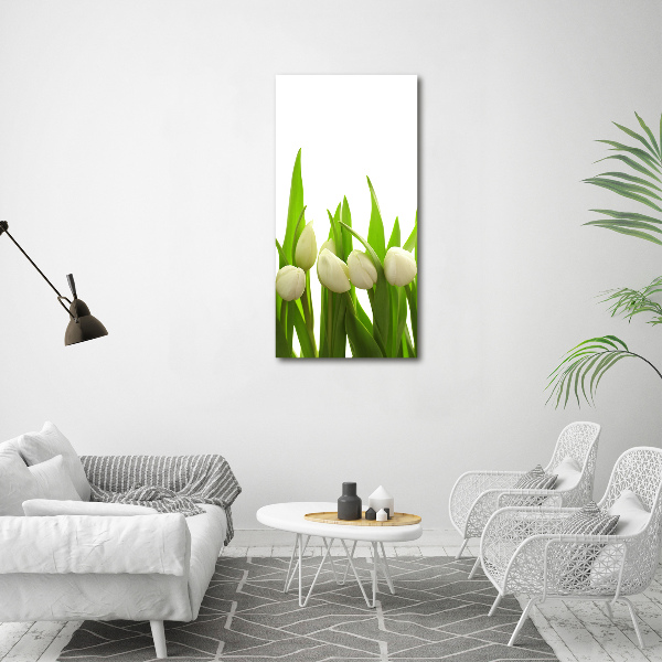 Wall art canvas large White tulips