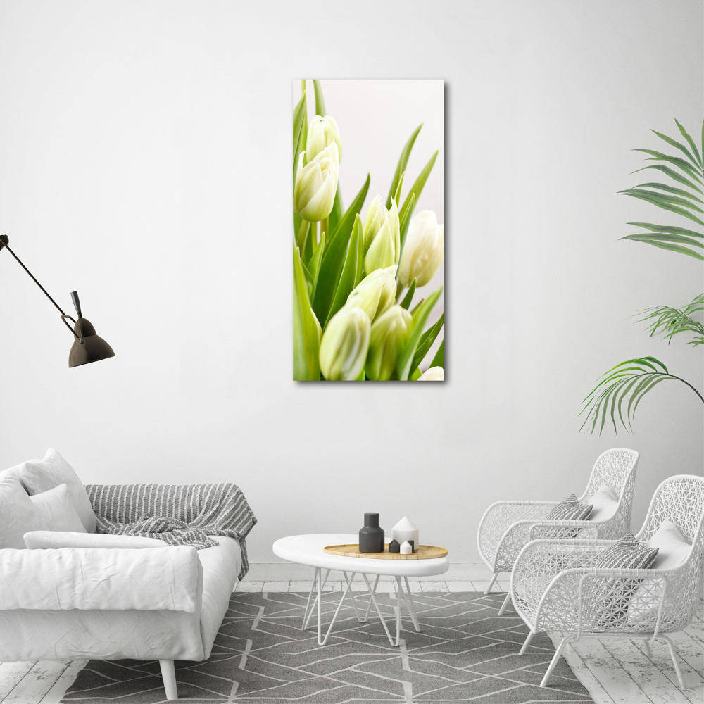 Large canvas wall art White tulips