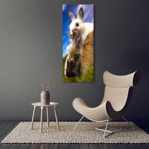 Wall art canvas large Two rabbits