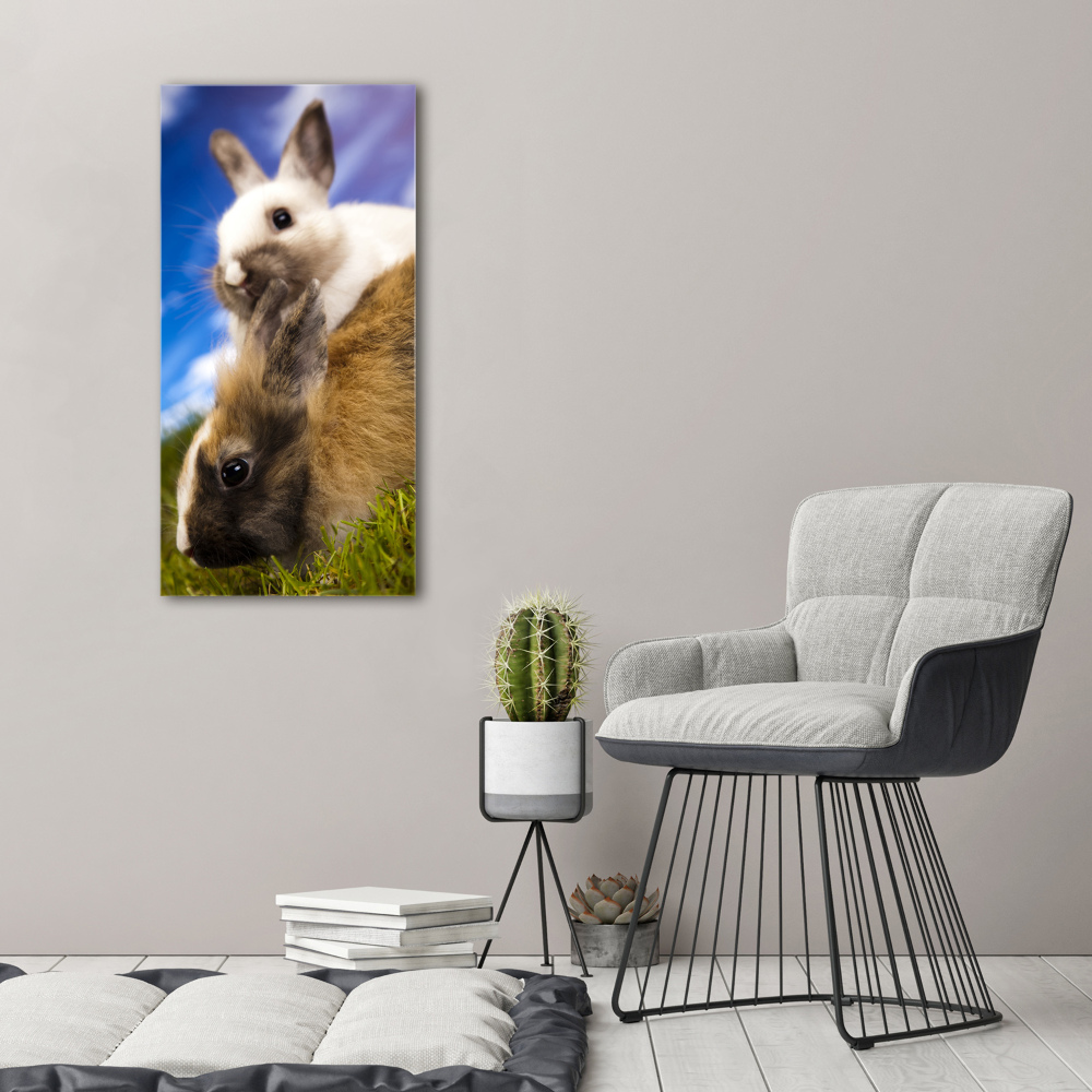 Wall art canvas large Two rabbits