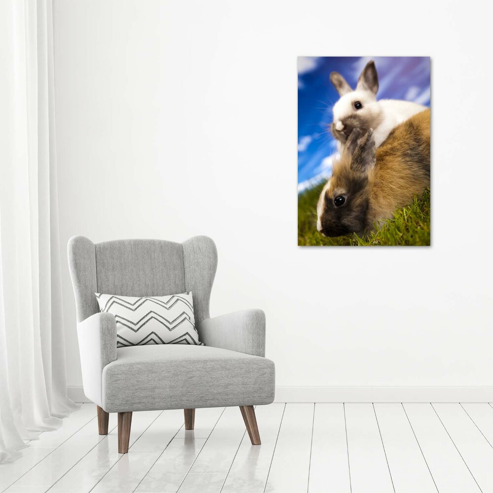 Wall art canvas large Two rabbits