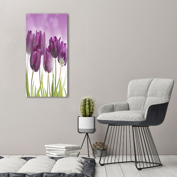 Large canvas wall art Violet tulips