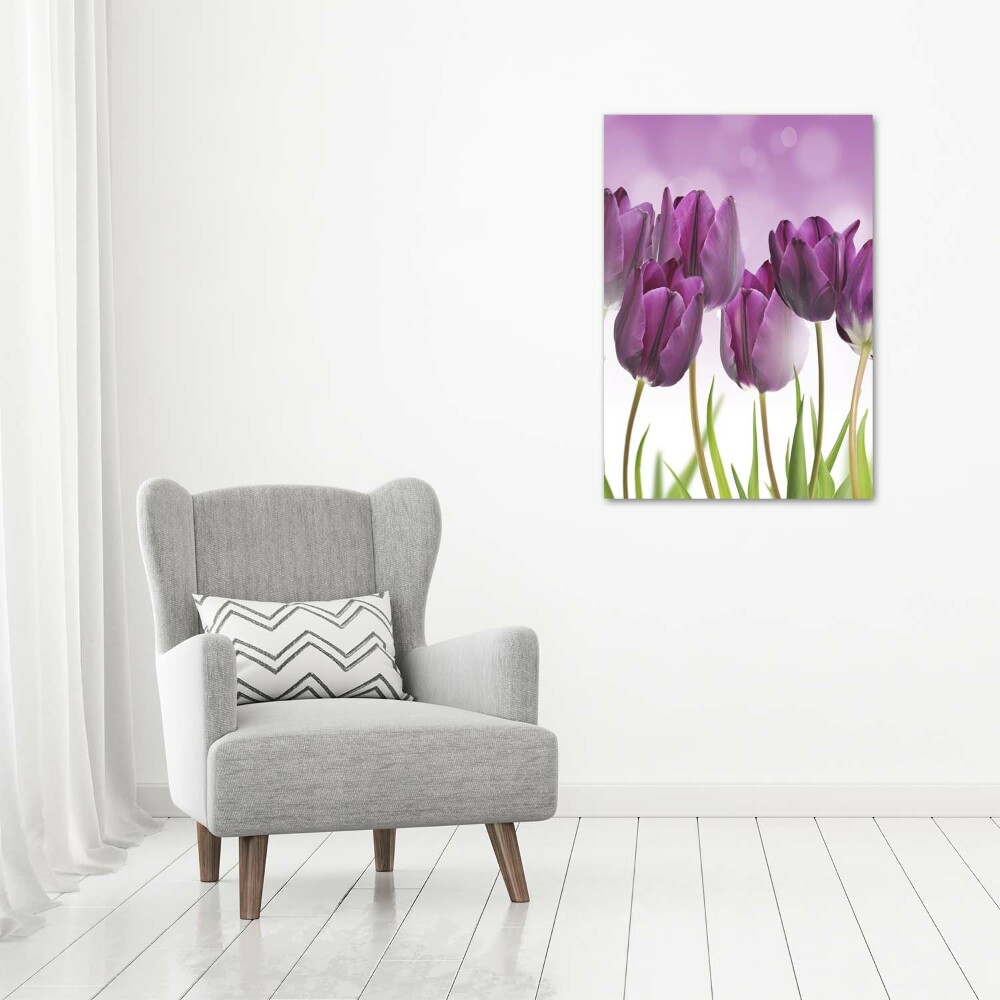 Large canvas wall art Violet tulips