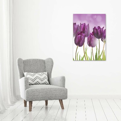 Large canvas wall art Violet tulips