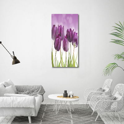 Large canvas wall art Violet tulips